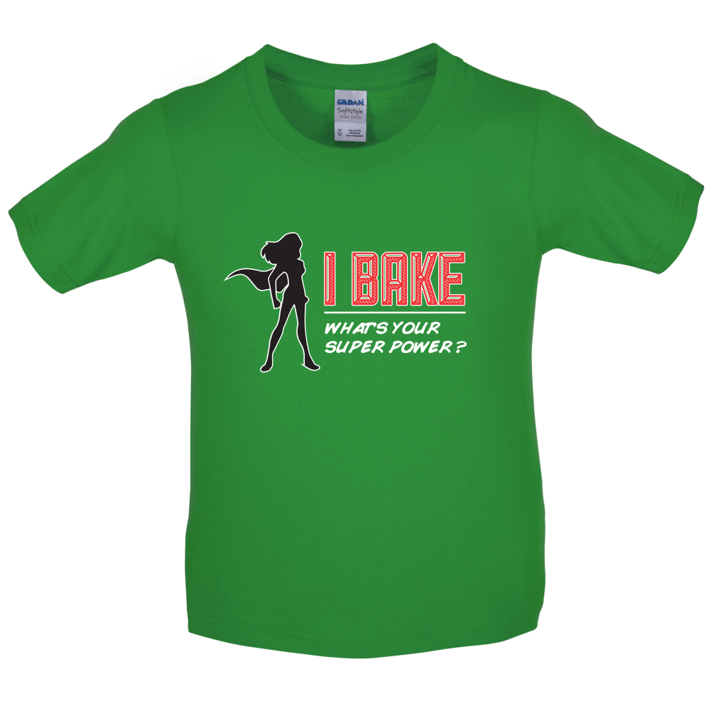 I Bake Superpower Female Kids / Childrens TShirt Baking Cooking