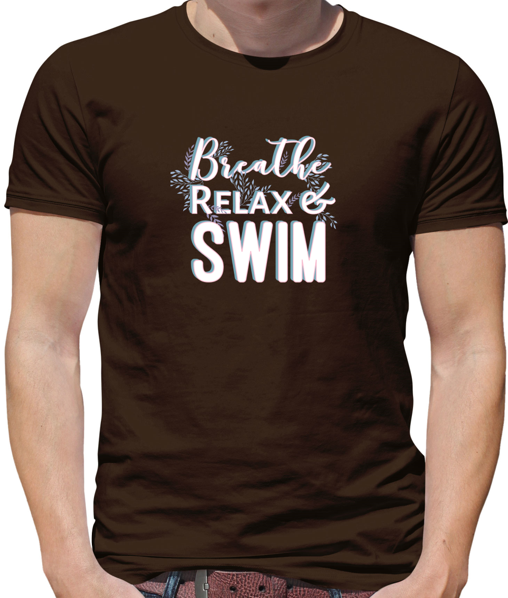 Atme Entspann Schwimm - Damen T-Shirt Lustige Sprüche Yoga Relax
