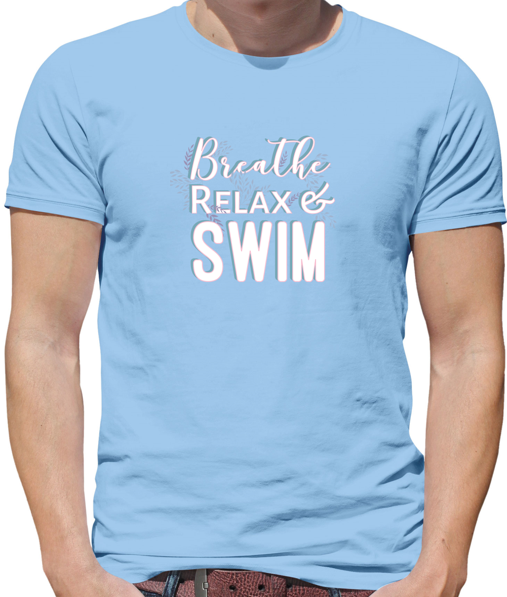 Atme Entspann Schwimm - Damen T-Shirt Lustige Sprüche Yoga Relax