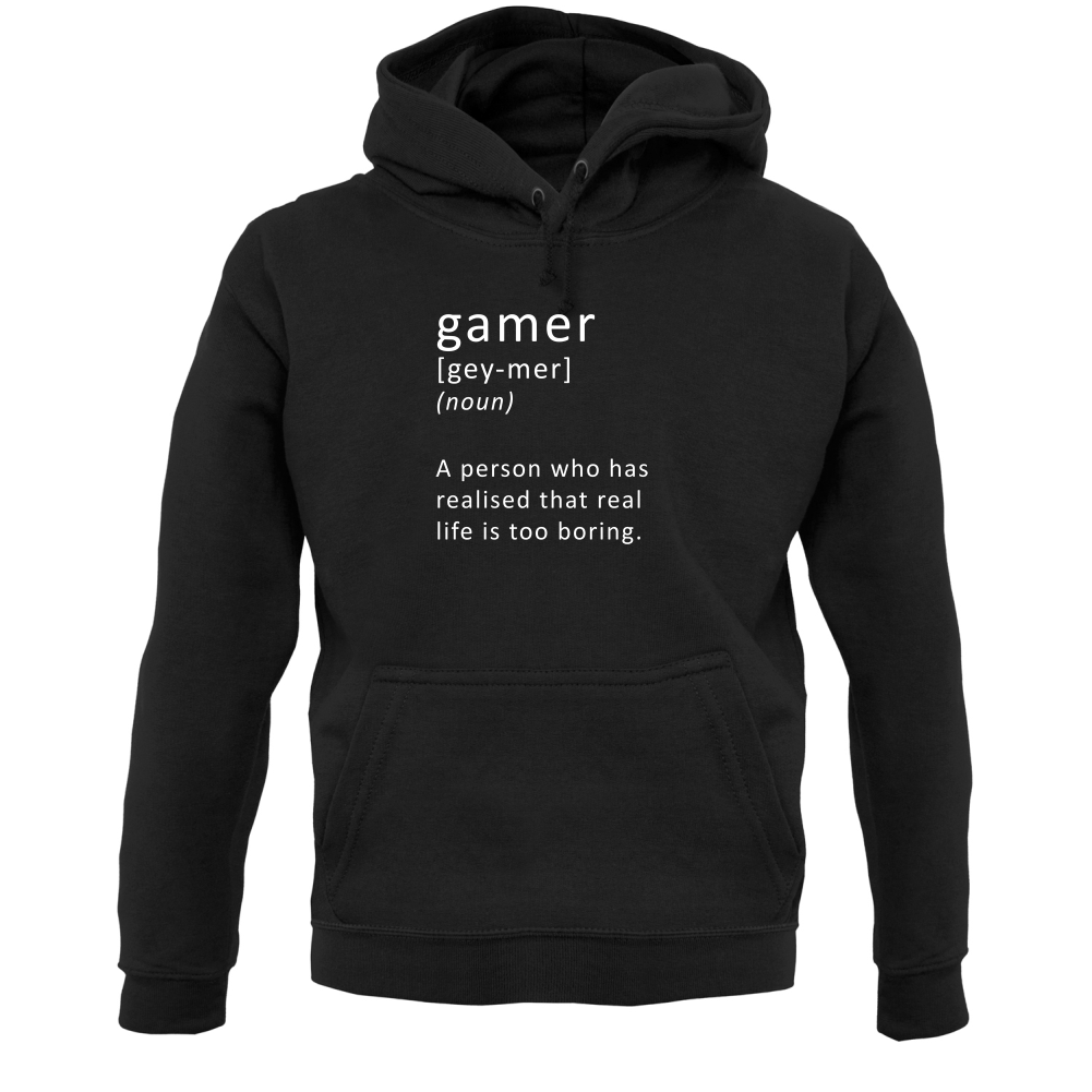 Funny Definition Gamer Unisex Hoodie / Hooded Top Gaming / Funny