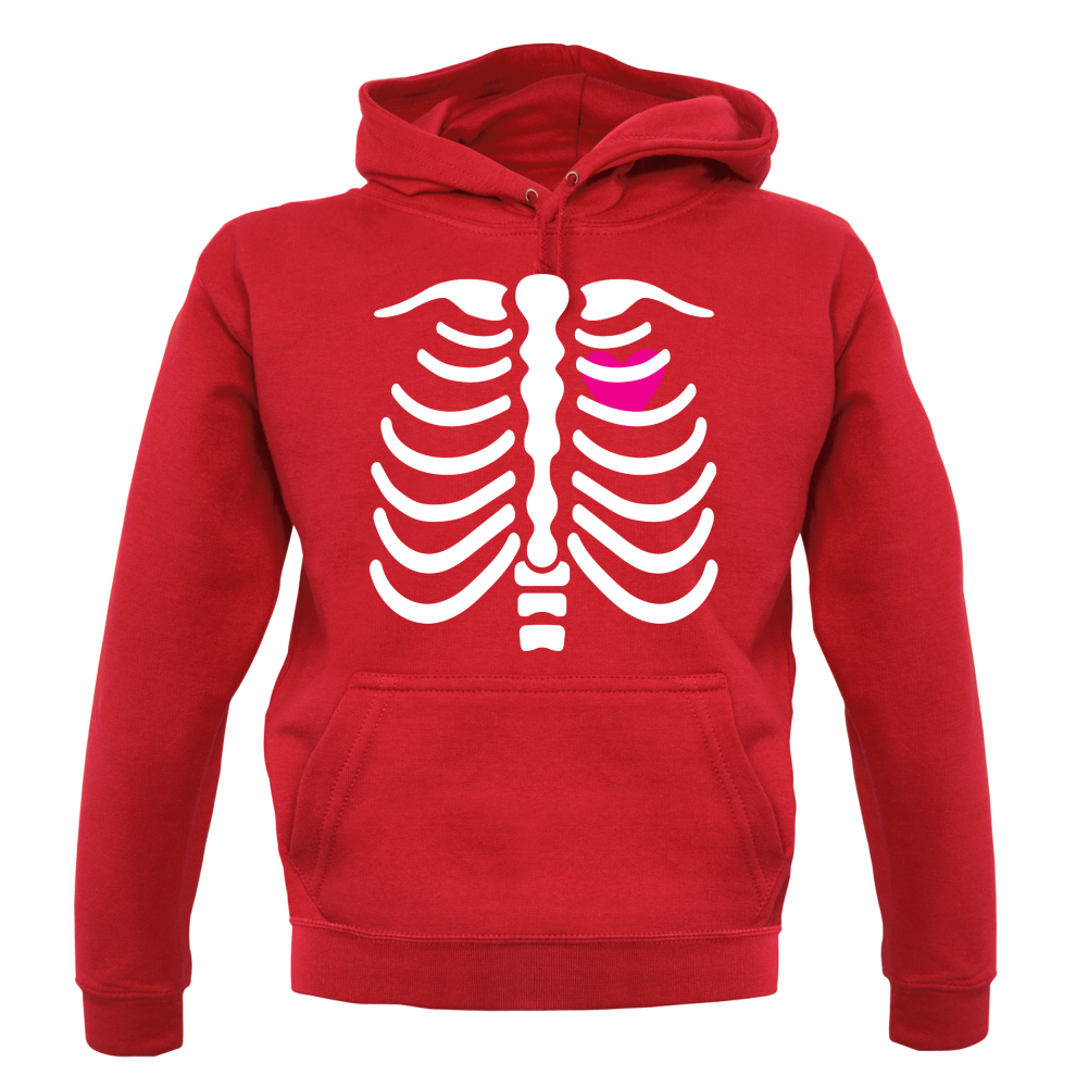 Pink Heart Skeleton Unisex Hoodie / Hooded Top Valentines Day