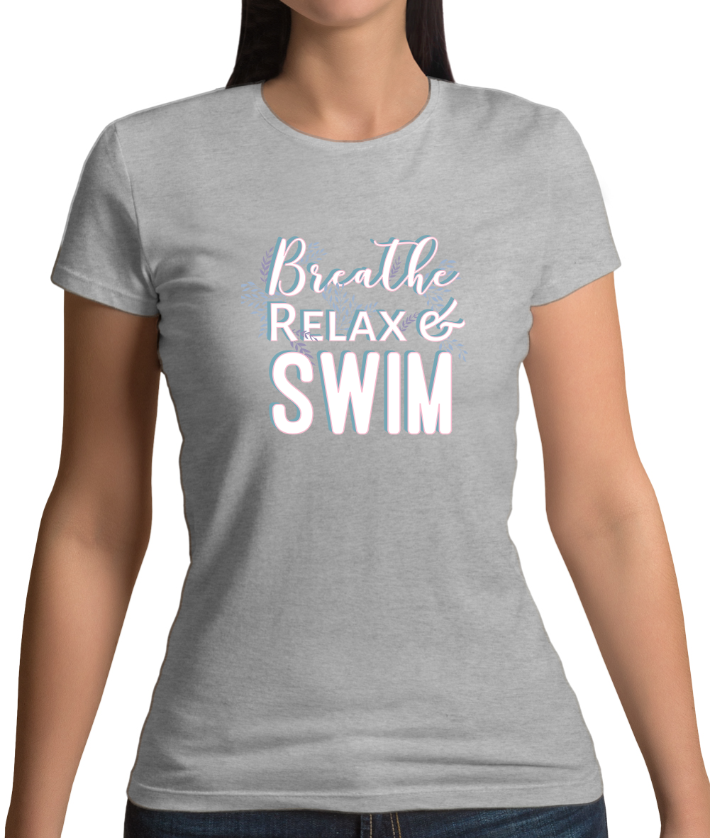 Atme Entspann Schwimm Damen TShirt Lustige Sprüche Yoga Relax