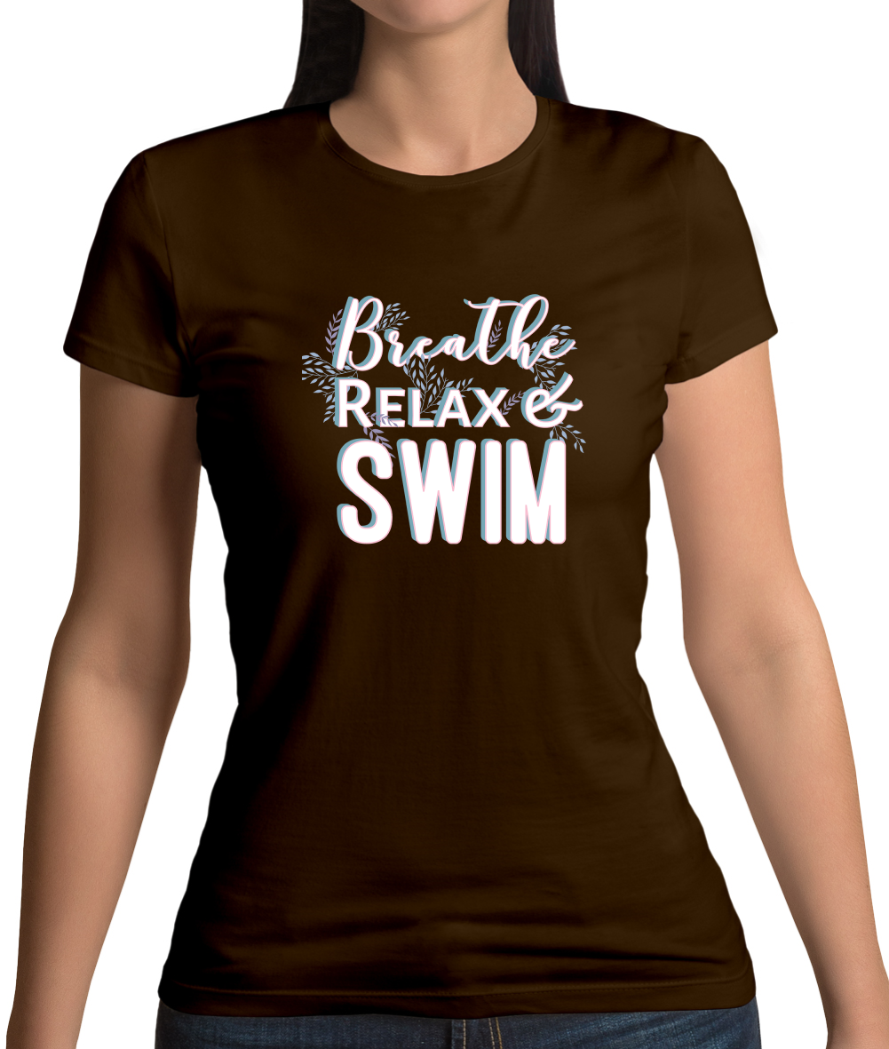 Atme Entspann Schwimm Damen TShirt Lustige Sprüche Yoga Relax